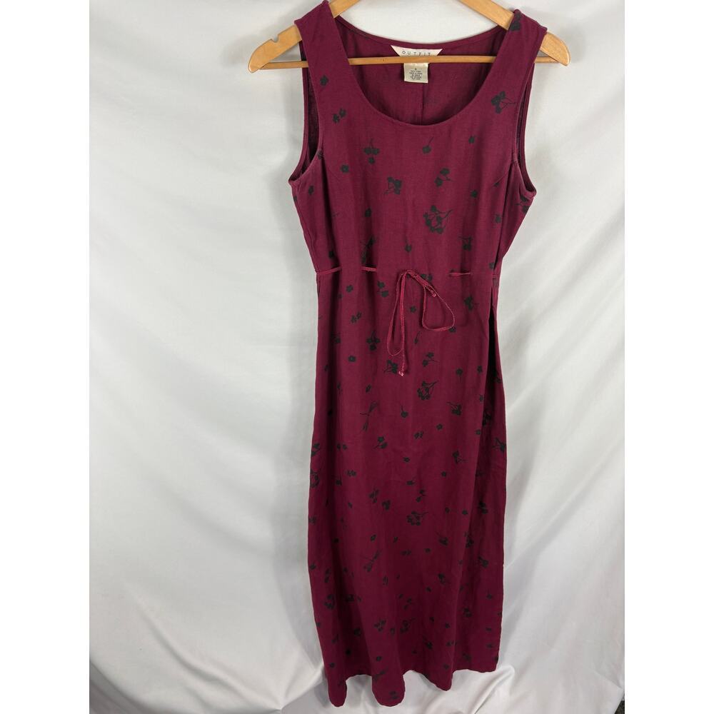 Outfit JPR 100% Linen Sleeveless Dark Pink Dress Size small